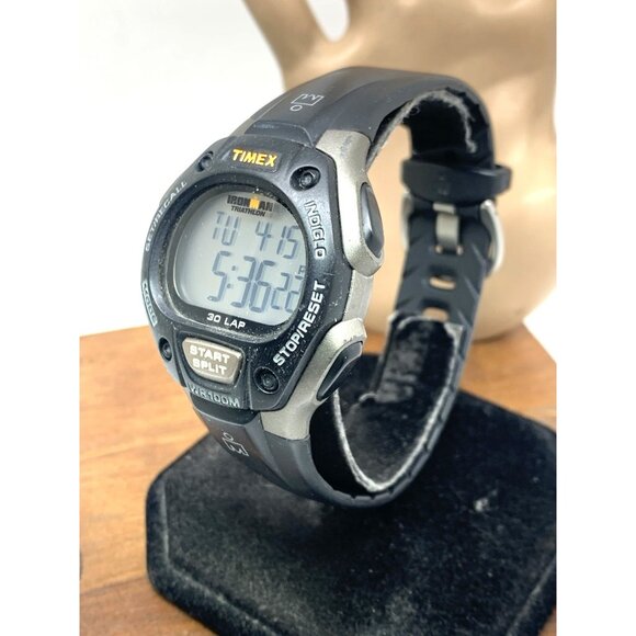 Timex Women's Watch Ironman Quartz Digital Indiglo Black Rubber Band Sport 38mm - Picture 2 of 14